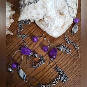 💥4/$10  Silver and Purple Jewelry Set
